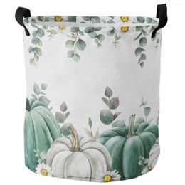 Laundry Bags Thanksgiving Autumn Pumpkins Foldable Basket Large Capacity Hamper Clothes Storage Organiser Kid Toy Bag