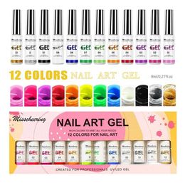 Nail Polish Nail Art Gel Polish Kit Soak Off UV/LED Semi Permanent 8ml 12 Pcs/Set Varnish Gel Nail Polish Lacquer Sn Painting Art Designs T240510