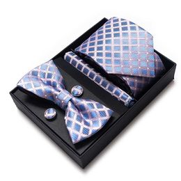 Neck Tie Set Newest style Mix Colours Holiday Gift Tie Handkerchief Pocket Squares Cufflink Set Necktie Box Dot Man Easter Day