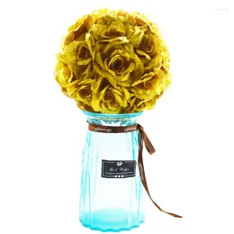 Decorative Flowers Yoshiko 20CM Gold Rose Flower Ball Centrepieces Silk Hanging Wedding Kissing Pomander Decor