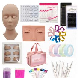 Mannequin Heads Eyelash Extension Training Kit Practice Model Head Human Eye Mask Patch Tool Accessories Makeup Set Q240510
