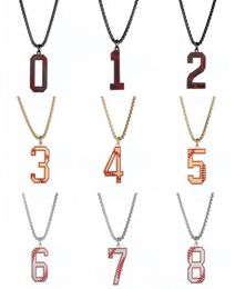 Pendant Necklaces Stainless Steel Baseball Number Necklace Men Enamel Charm Box Chain Digital Sports Jewellery 0 1 2 3 4 5 6 7 8 9Pe3942966