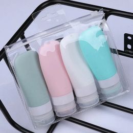 2024 4Pcs/Set Portable Silicone Travel Bottle Liquid Container Empty Refillable Packing Lotion Points Shampoo Container Cream Trip for