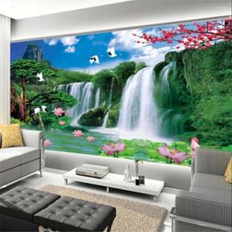 Wallpapers 3D Stereo Landscape Waterfall TV Background Wall Murals Wallpaper For Living Room