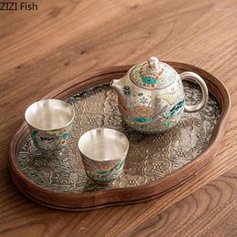 Teaware Sets Chinese Light Luxury Ceramic Tea Set Creative Gilded Silver Teapot Teacup Portable Travel Festival Friend Gift