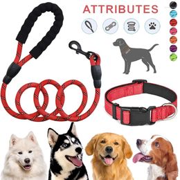 Dog Collars Leash 1.5 M Black Adjustable Reflective Padded Collar With Neoprene Soft Nylon Breathable