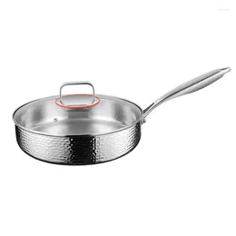 Pans Professional Quality Cookware Gas Induction Kitchen 316 Stainless Steel Hammer Pattern Non Stick Round Frying With Lid