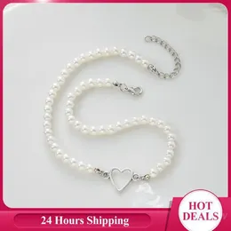 Choker Heart-shaped Neck Chain Simple Design Retro Vintage Style Pearl Necklace Clavicle Party Jewellery Trend