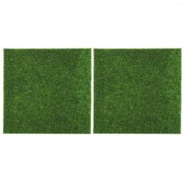 Decorative Flowers 2pcs Artificial Grass Turf Moss Rug Mats 30cmx30cm Lawn Carpet For Ornament