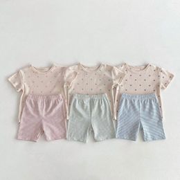 Clothing Sets 2024 Baby Summer Short Sleeve Clothes Set Infant Girl Cute Heart Print T Shirts Shorts 2pcs Suit Toddler Cotton Outfits