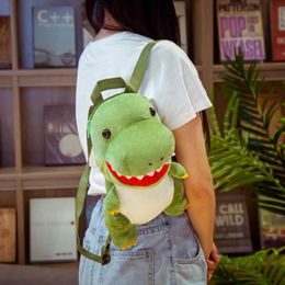 Moda Creative Creative 3D Dinosaur Backpack Cute Animal Cartoon Plush Backpack Dinosaurs Bag para crianças Presentes de menino 240507