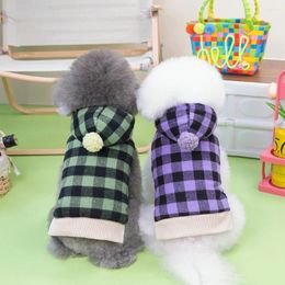 Dog Apparel Small Vest Autumn Winter Fashion Plaid Hoodie Pet Cute Harness Puppy Warm Sweater Cat Cardigan Yorkshire Poodle Pomeranian