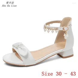 Casual Shoes Gladiator Sandals Peep Toe Women Low Heels Summer Pumps D'Orsay Woman Heel Small Plus Size 30 31 32 - 41 4