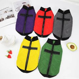 Dog Apparel Pet Pull Button Cotton Vest Clothing Clothes Autumn And Winter Bullfight Coat Teddy Small Medium