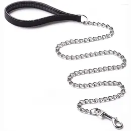 Dog Collars Heavy Duty Metal Chain Leash With Strong And Durable Nylon Padded Handle For Training Large Medium Sized Dogs 2/3/4mm
