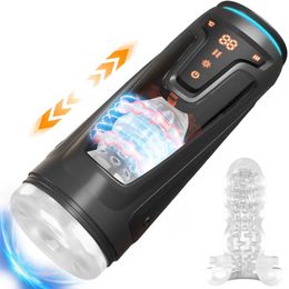 Other Health Beauty Items SENSIVO LED Automatic Male Marbator Goods 19 Modes Thrusting Heating Blowjob Sucking Machine Vaginette Men Toys Adult 18 T240510