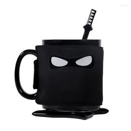 Mugs UK Thumbs Up Ninja Mug With Mixing Spoon Coffee Cup Removable Heat Insulation Cover