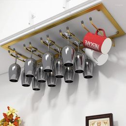 Decorative Plates Wine Glass Rack - Under Cabinet Stemware Holder Glasses Storage Hanger Metal Organiser For Bar Kitchen