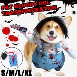 Dog Apparel 1PCS Pet Party Dressup Tops Funny Bloody Jumpsuit Changing Suit Small Cosplay Halloween Cat Clothes