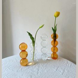 Vases Flower Vase For Home Decor Glass Decorative Flowers Arrangement Table Ornaments Tabletop Nordic