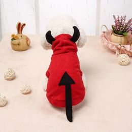 Dog Apparel Halloween Devil Pet Clothes Cat Winter Casual Demon Costume Fleece Hooded Coat Jumpsuits