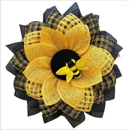 Decorative Flowers Sunflower Bee Garland Hanging Easter Wreath Wall Festival Ornaments For Artificial Home Decoration