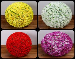 6 24 Inch Mint Green Leaf Flowers Ball Silk Rose Wedding Kissing Balls Pomanders Party Centerpieces Decoration Many Colors5144469