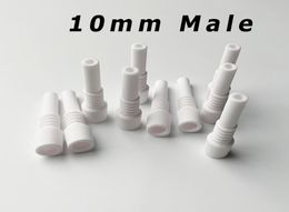 Micro Ceramic Nail 10mm Male Joint Water Pipe Dabber Mini Straw Tip Smoking Dab Rig Nector Collector Quartz7435028