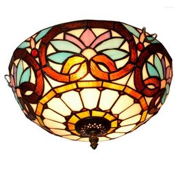 Ceiling Lights American Retro Creative Black Flush Mount Beads Personalised Decoration Light Tiffany Stained Glass Restaurant Bar Lamp