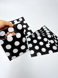 Gift Wrap 10pc White Polka-dot Tote Bag Small Accessories Shopping Black And Printed Plastic Bags For Party Event