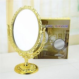 European Style Palace Carving Makeup Mirror Vintage Floral Oval Handhold Mirror Home Decor Makeup Mirror
