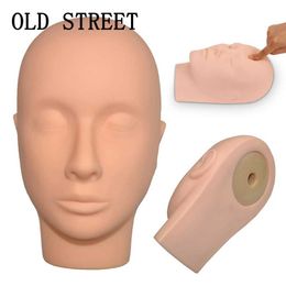 Mannequin Heads Massage Dummy Flat Head Silicone Practice False Eyelash Extension Training Q240510