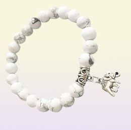 MG0467 8 mm Howlite Negative Energy Protection Wrist Mala Bracelet Elephant Charm Chakra Bracelet Energetic Field Jewelry45671126707260