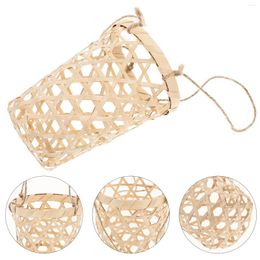 Disposable Cups Straws 2Pcs Mini Woven Storage Basket Bamboo With Handle Decorative Rustic