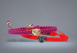 Fashion Couples Bangle Jewelry Cz Panther Braiding Bracelet New Micro Pave Pink Cz Eye Leopard Bracelets9137576