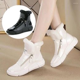 Boots Winter Platform Women Sneakers High Top Casual Wedge Zipper Booties Plush Waterproof Short Warm Cotton Mujer