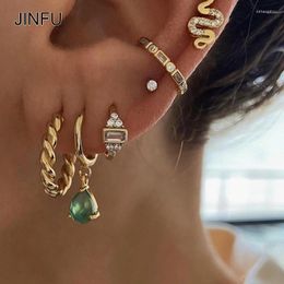 Stud Earrings JINFU Copper Gold Plated For Women Royal Snake Threaded Needle 2024 Fashion Jewelry Wholesale