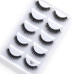 False Eyelashes 5 pairs of natural mink false eyelashes 3D Russian soft eyelash extension makeup tool Cilios H13 Q240510