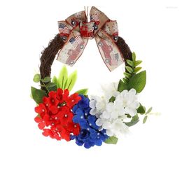 Decorative Flowers Independence Day Wreath Artificial Flower Patriotic For Door Wall