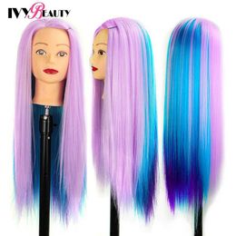 Mannequin Heads Makeup doll human model head with long synthetic Fibre hair 70Cm used for style Colourful Branding virtual training Q240510