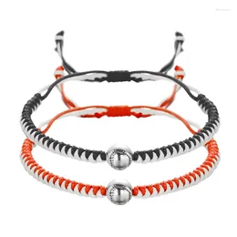 Charm Bracelets 2pcs Sports Braided Bracelet Set For Women Men Football Baseball Colourful Handmade Adjustable Couple Friendship Gift