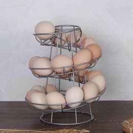 Kitchen Storage Spiral Egg Rack Wrought Iron Stand Multi-functional Display Skelter Dispenser For Countertop