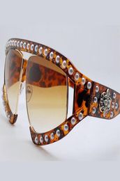 Sunglasses Oversized Pearl Gradient Female Big Frame Semi Rimless Bee Decoration Sun Glasses Peach Vintgae Shades For Women4287848