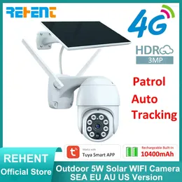 Sim Outdoor 5W Solar 10400mAh Rechargeable Battery Tuya Smart Security 3MP Surveillance Auto Tracking Camera EU Band