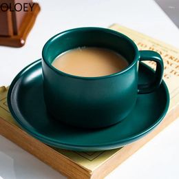 Mugs Handmade Coffee Mug Bone China Nordic Porcelain Green Enamel Tazas Para Cafe Afternoon Tea Cups And Set