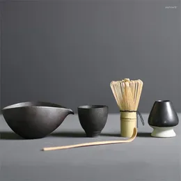 Teaware Sets 4-5pcs/Set Matcha Tea Set Bamboo Whisk Scoop Ceramic Bowl Traditional Home Indoor Handmade Tea-making Tool Birthday Gift