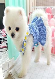 Dress Mini Blue Grid Sun Lace Spring Summer Clothes For Small Party Dog Skirt Puppy Pet Costume Pets Outfits LJ2009236926486
