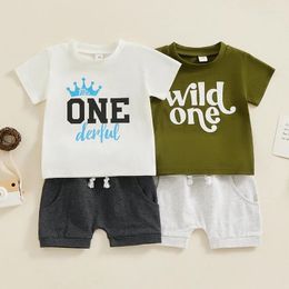 Clothing Sets Baby Boys 1st Birthday Outfits Toddler Born Letter Print Short Sleeve T-Shirts And Shorts 2Pcs Summer Clothes Set