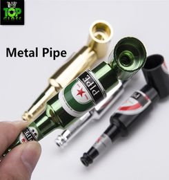 Beer Bottle Oil Burner Metal Smoking Pipe Hand Pipe Beer Pattern Metal Pipes Mini Hammer Tobacco Herb Pipes Aluminium Alloy5427880