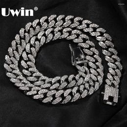 Chains UWIN 12mm Miami Cuban Link Chain Necklaces Iced Out 2 Rows Rhinestones Pave Settings Hip Hop Jewellery For Gift